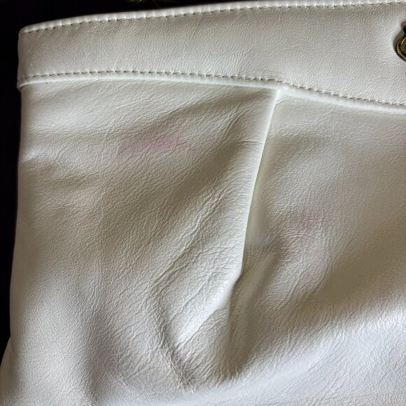 Vintage 80s Etienne Aigner Leather Crossbody Handbag White Gold Removable Strap - Picture 2 of 8